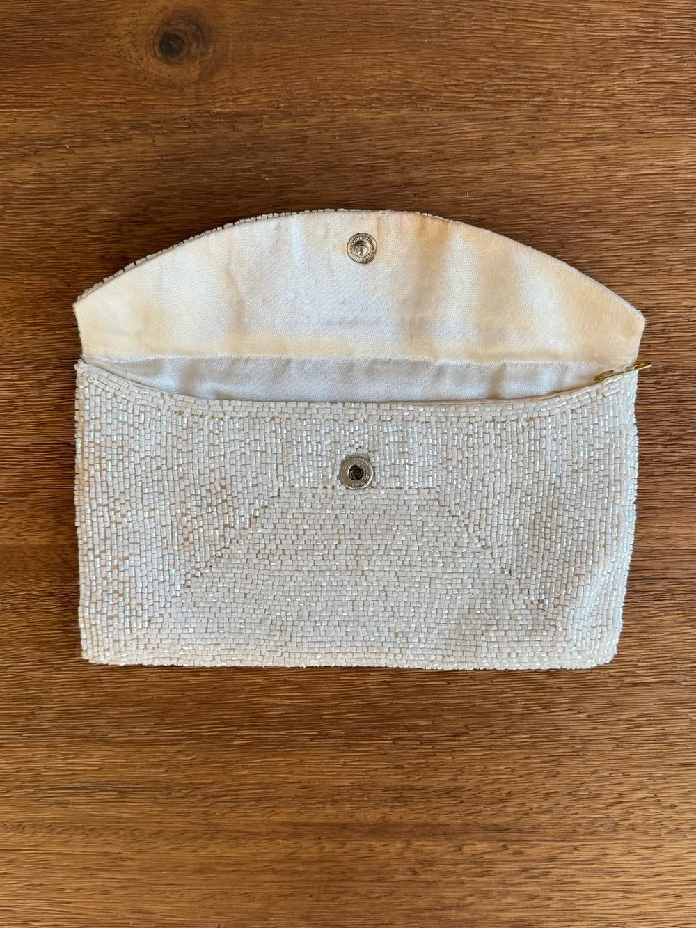 Vintage Richere by Walborg White Beaded Envelope Clutch Purse Made in Japan 1950